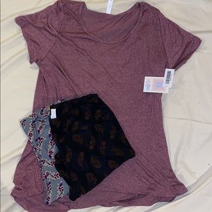 Mauve Classic tee and two patterned leggings